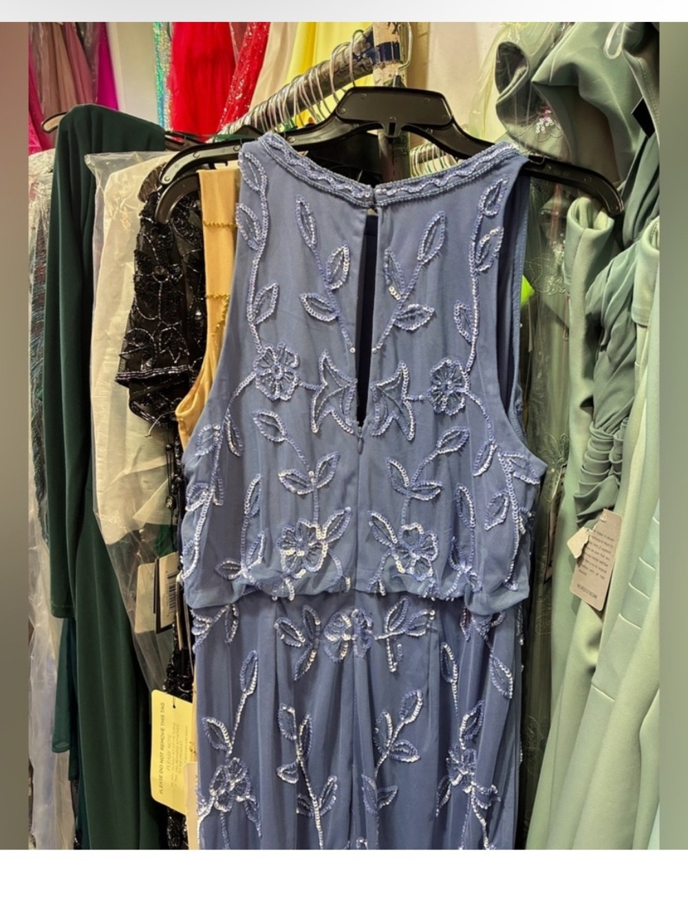 Adrianna Papell French Blue Beaded Gown SZ 16 NWT Formal Evening Dress GALA MOB - Picture 10 of 12